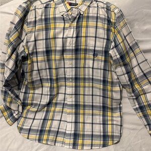 Chaps Men's Plaid Shirt in Blue and Yellow